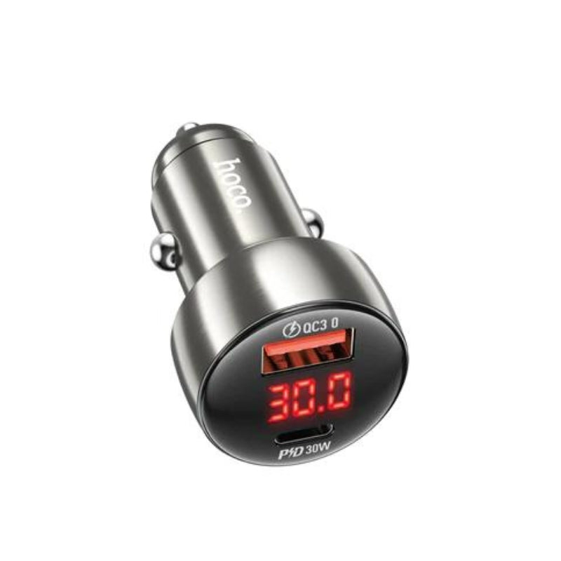 HOCO 48W PD+QC METALLIC SUPER FAST CAR CHARGER WITH LED DISPLAY